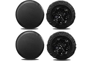 MOONET Tire Covers for RV Wheel (4 Pack Black), Oxford Waterproof UV Sun Protectors for Motorhome Boat Trailer Camper Van SUV,D74cm x H28cm for Diameter 27"-29"