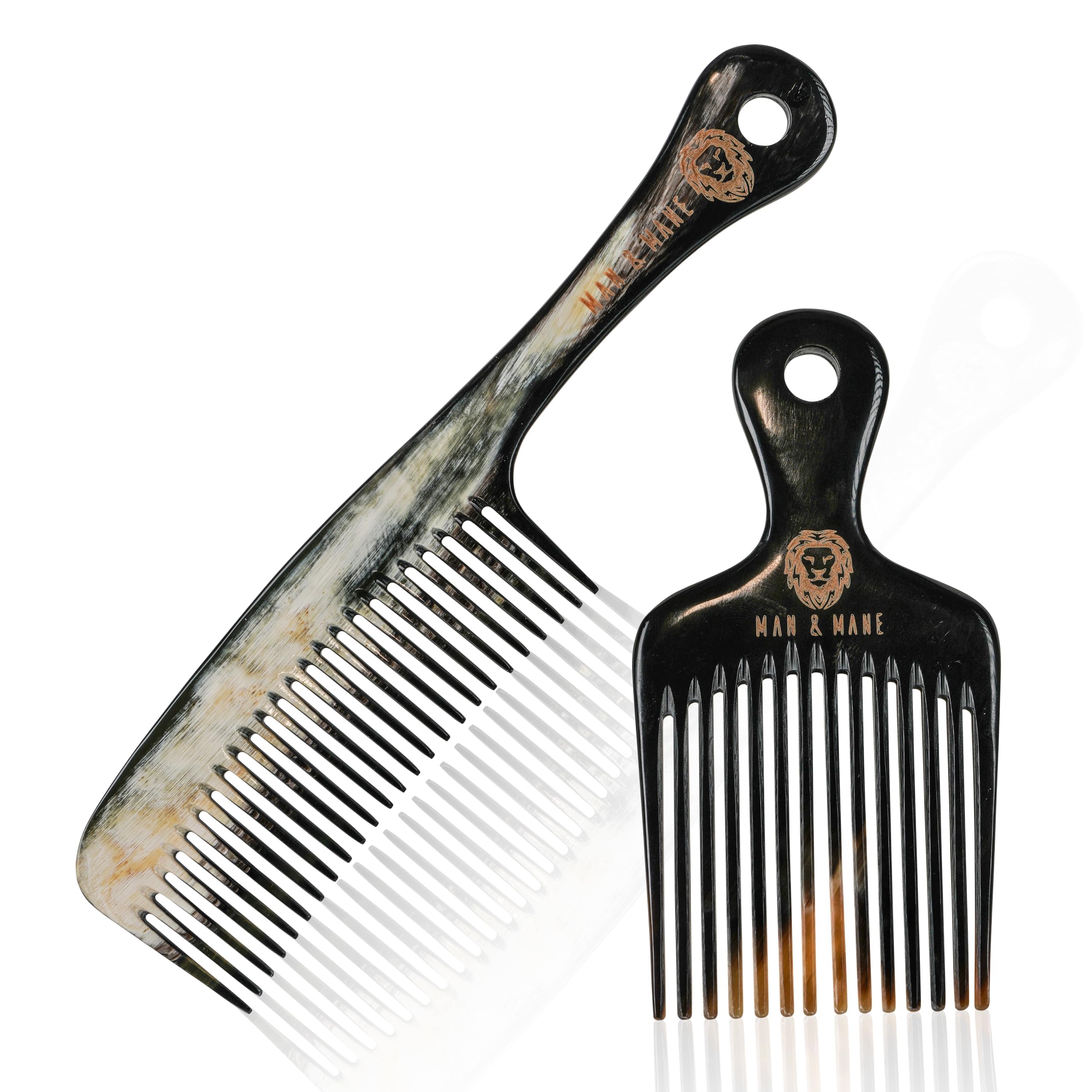 MAN & MANE Premium Handmade 100% Oxhorn Anti-Static Detangling Styling and Hair Combs Combo Pack for Men and Women