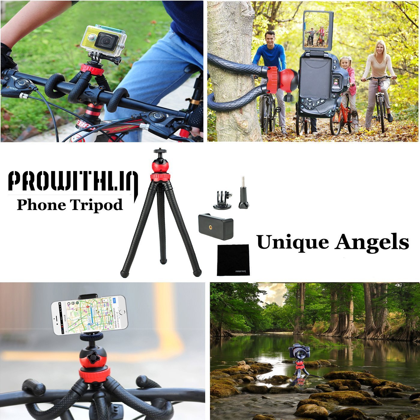 ZIMAIC Handy Stativ, Smartphone Stativ, Kamera Ständer, Flexibel Leicht Tripod mit Bluetooth Fernbedienung,Telefonhalterung Accessory, Kamera Accessory, Für Eine Vielzahl von Smartphone, Sport Kamera