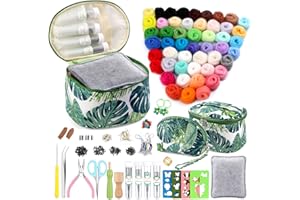 IMZAY 304PCS Needle Felting Kit, Wool Roving 50 Colors Set, Needle Felting Starter Kit, Needle Wool Felting Tools Kit with 2 Exquisite Storage Bags, Wool Felt Tools for Felted Animal Needle Felting Supplies