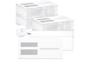 Sayglossy 500 Pcs 1099 NEC Tax Form Envelopes Fits 3 Part 1099 NEC 2025 Forms 8-6/7" x 3-6/7" Peel and Seal Double Window Security Envelopes