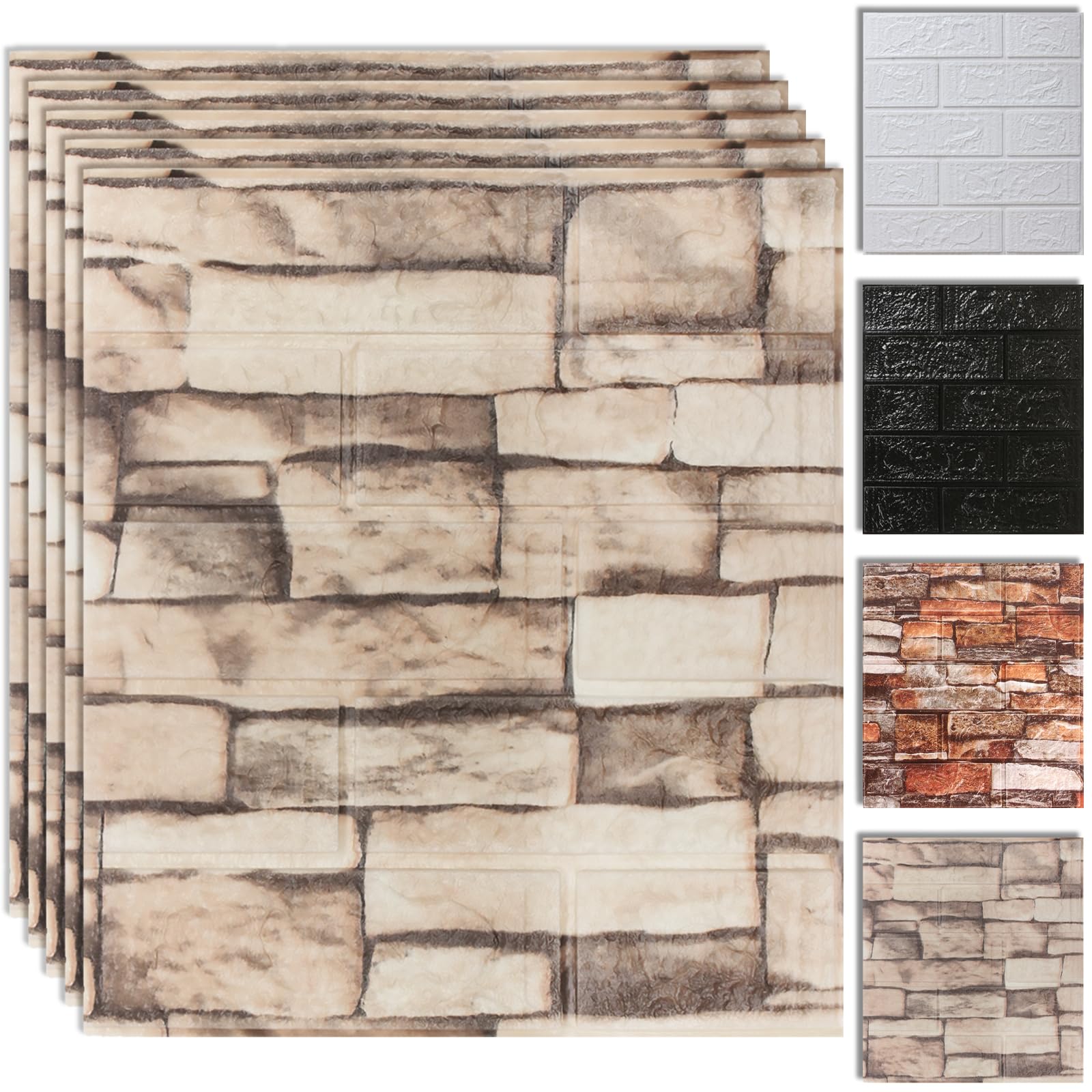 Photo 1 of 10PCS 3D Wall Panels Peel and Stick Foam, Self-Adhesive Decorative 3D Brick Wallpaper Wall Covering, Faux Stone Wall Panel Foam Brick for Living Room, Kitchen, Bathroom