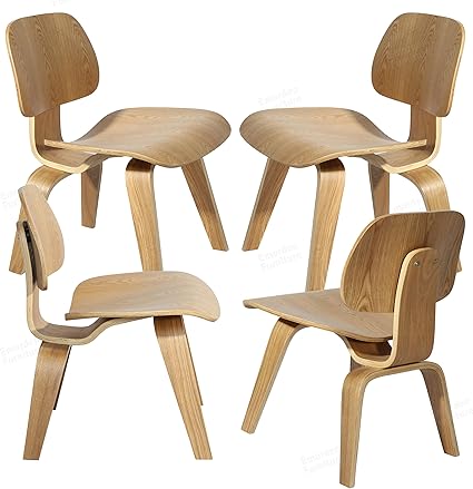 Emorden Furniture Geformte Sperrholz Lounge Stuhl Burlywood Set Of 4 Amazon De Kuche Haushalt