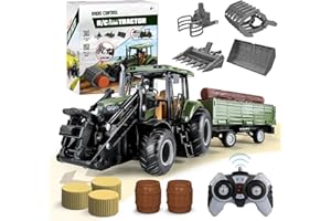 KOALA DIARY Remote Control Tractor,Kids 2.4Ghz RC Tractor Set,Toddler Farm Toys with 2 RC Methods/4 Pack Front Loader/Multi-Grain,Farm Toys Set for Boys Girl(Ages 3+)
