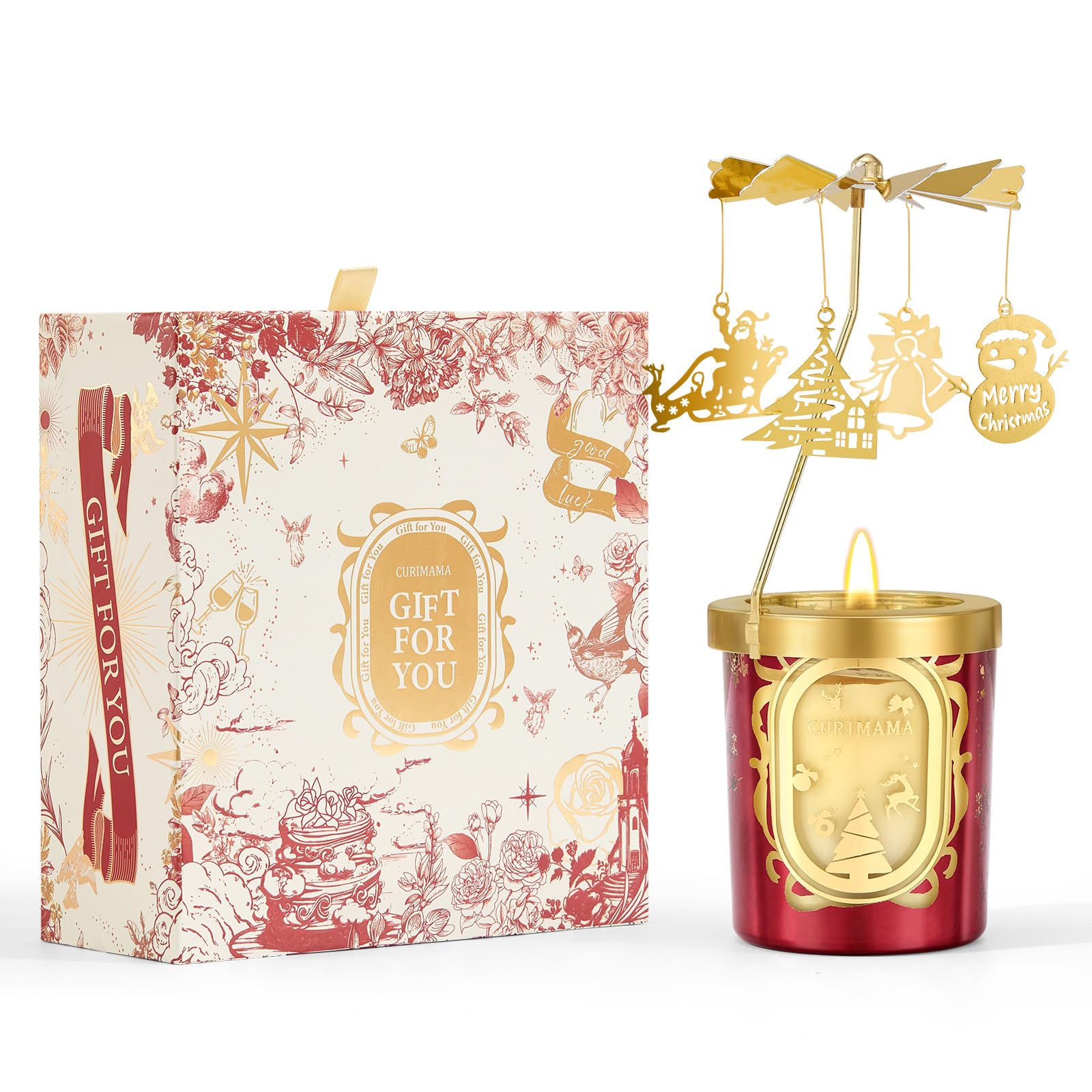 Christmas Gifts for Women, Christmas Candle Gifts for Women, Funny Birthday Gift for Mom Grandma, Rotatable Scented Candles for Xmas Home Decor, Holiday Candle Gift for Woman Friend Image