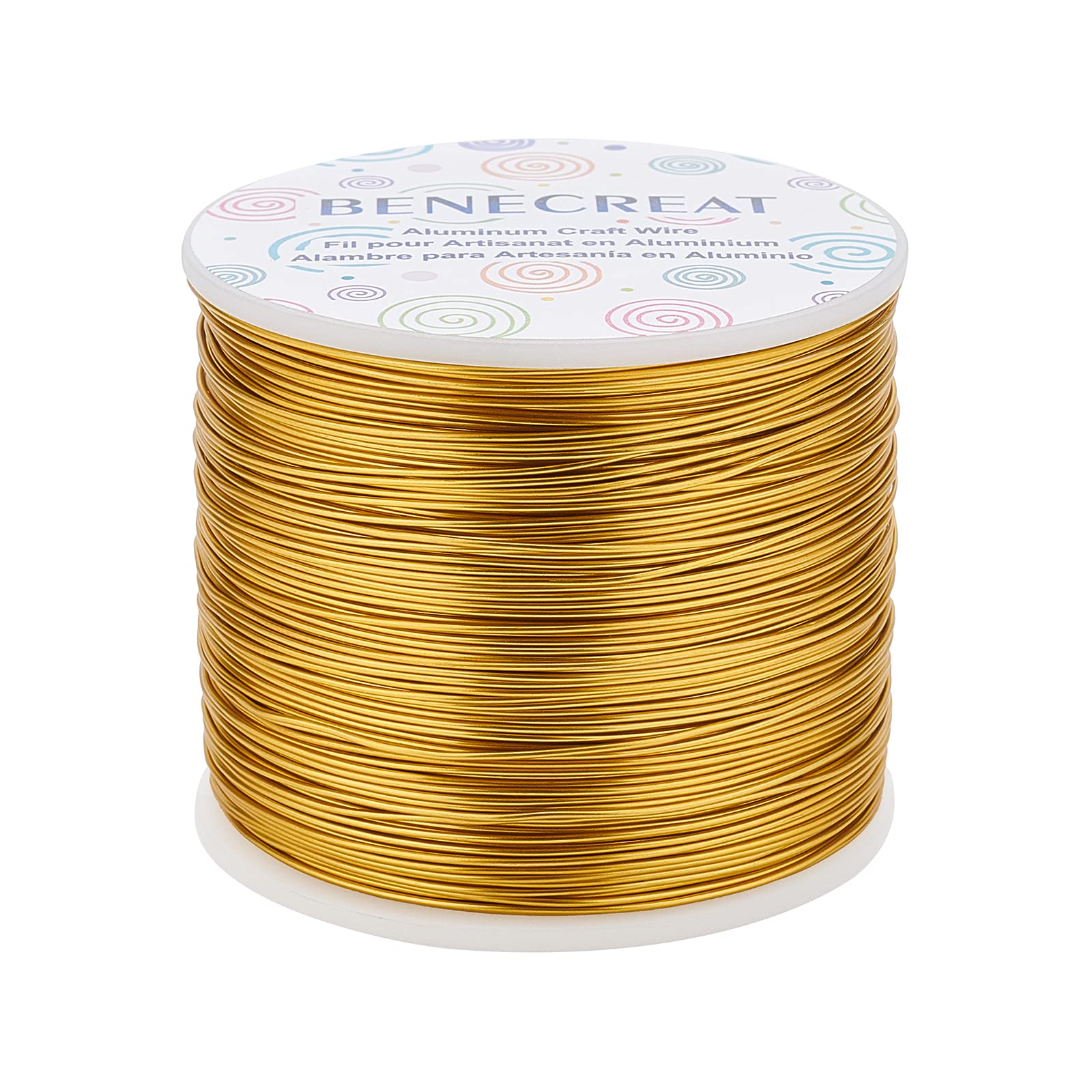 BENECREAT 235m Matte Gold Jewelry Craft Wire 0.8mm Tarnish Resistant Aluminum Wire for Beading Necklace Jewelry Making