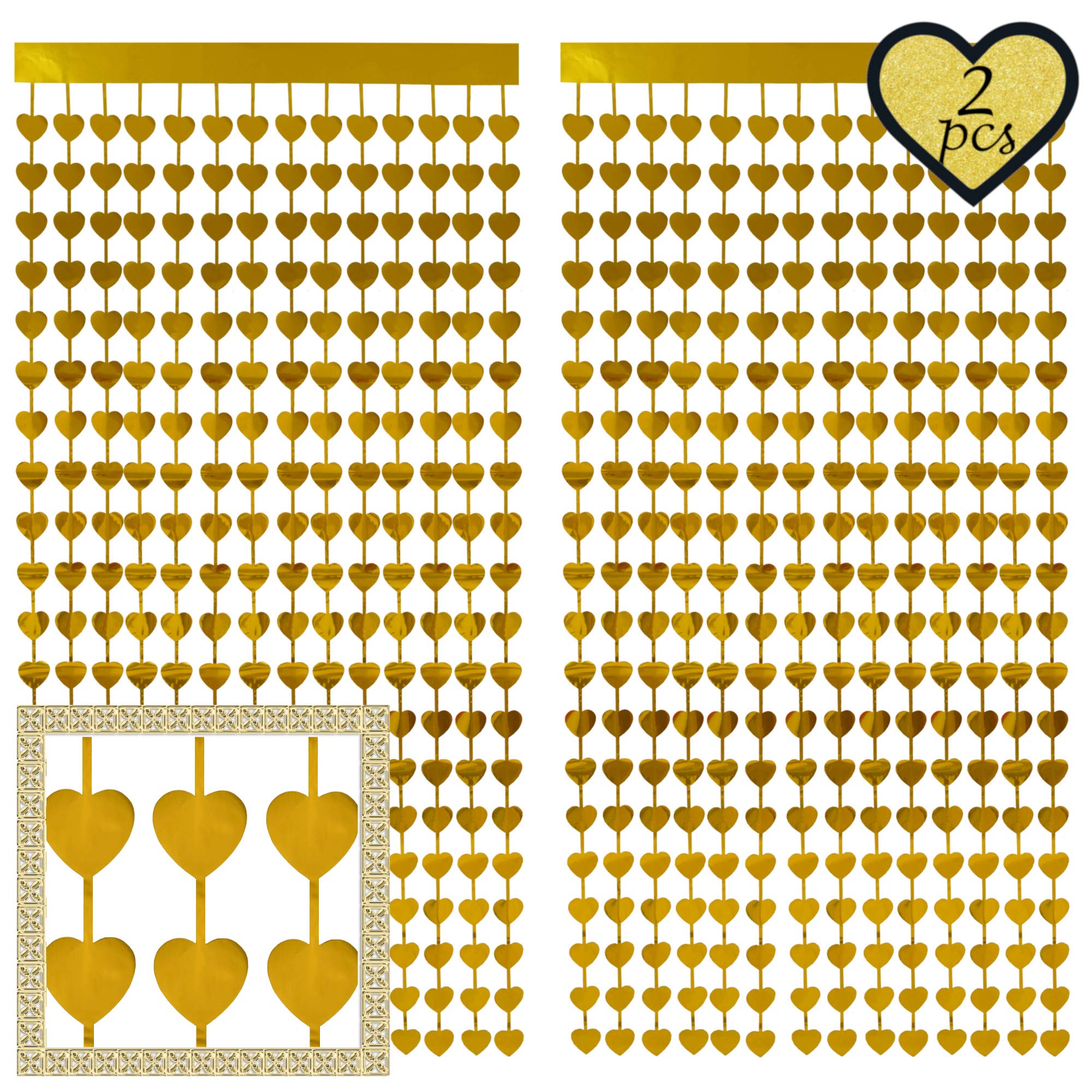 Buy Heart Foil Curtain 2 Pcs Metallic Fringe Tinsel Bachelorette