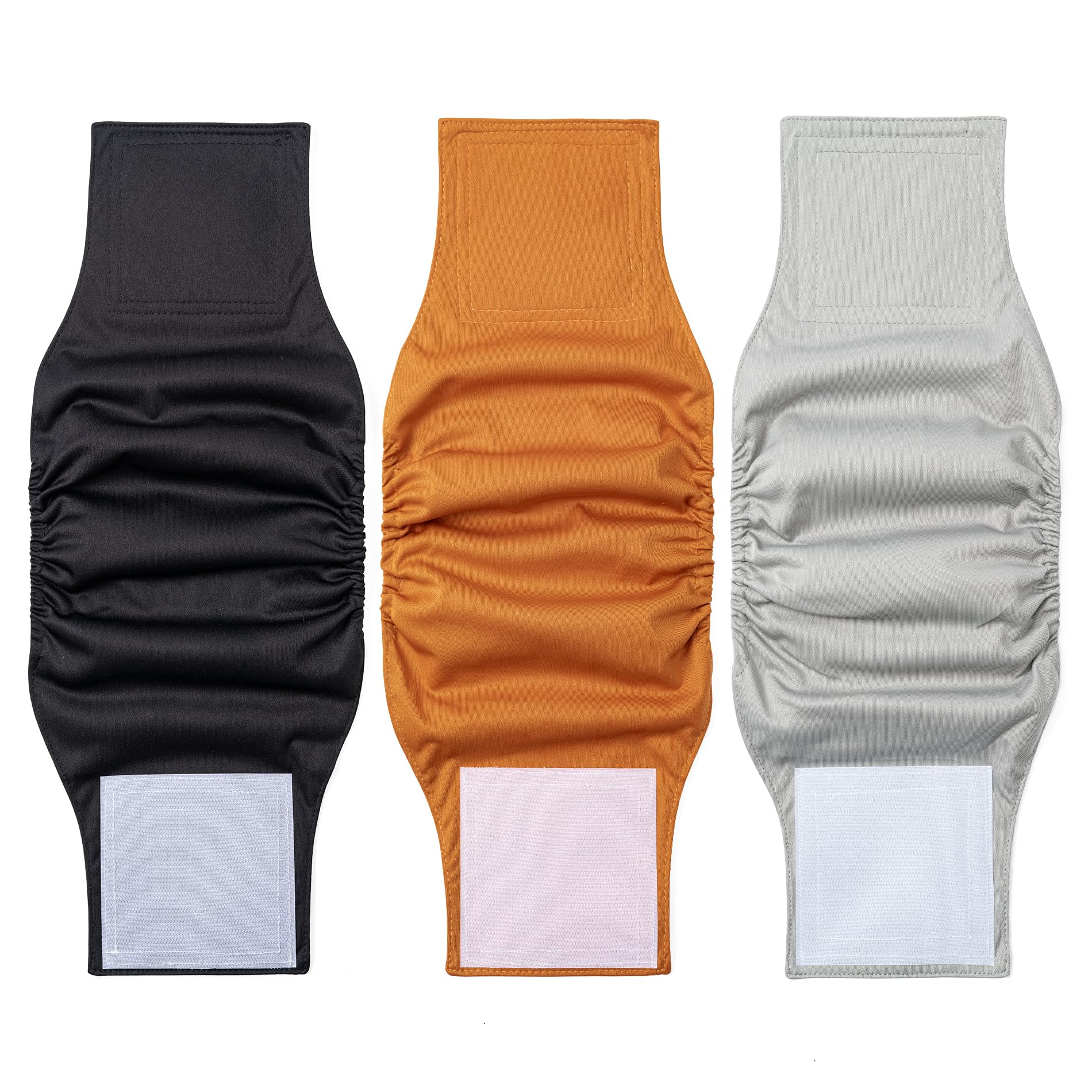 Photo 1 of 1 Pack 3 Reusable Dog Diapers Washable Male Belly Bands for Dogs, High Absorbing Male Dog Doggie Puppy Wraps (Medium, Black Brown Light Gray)