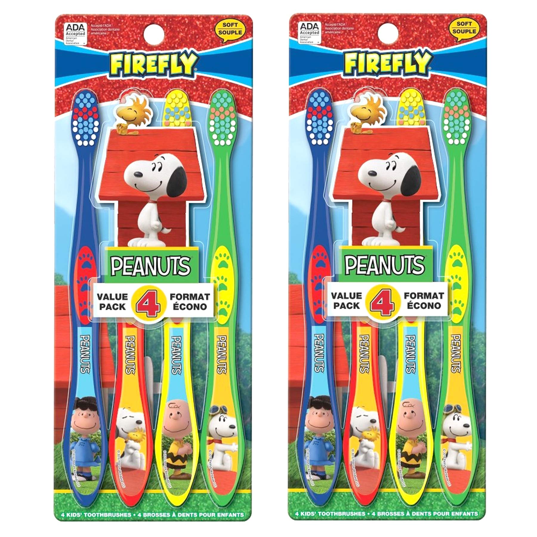 Dr. Fresh peanuts snoopy toothbrush for kids, 4 per pack (Pack of 2