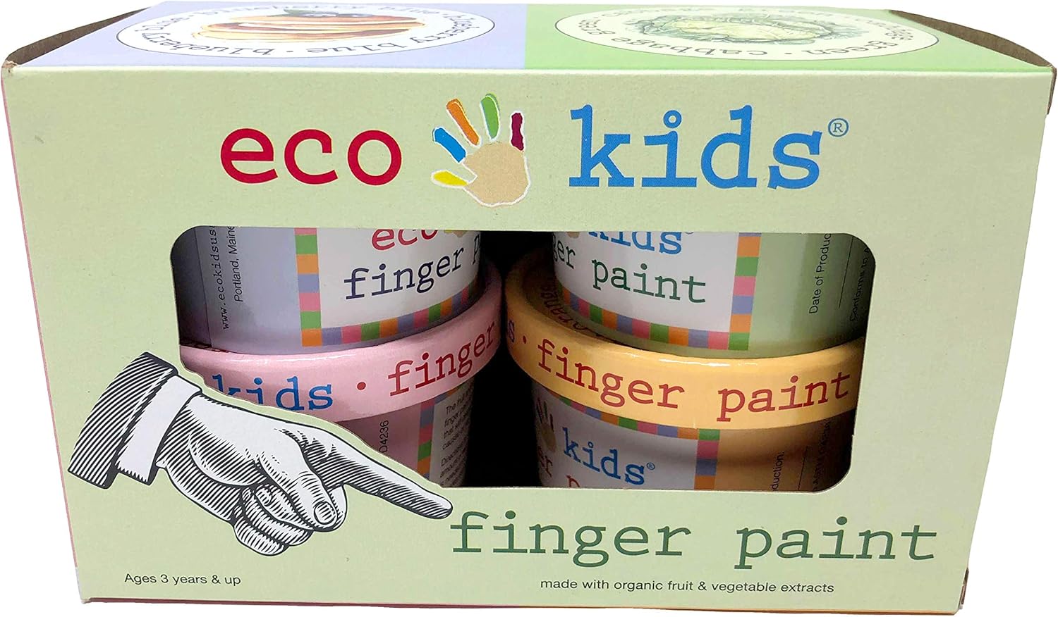 Finger Paint for Kids: Non-Toxic Natural Organic Paint - Safe Art and Craft Product Set of 4 Colors Containers: Home Improvement