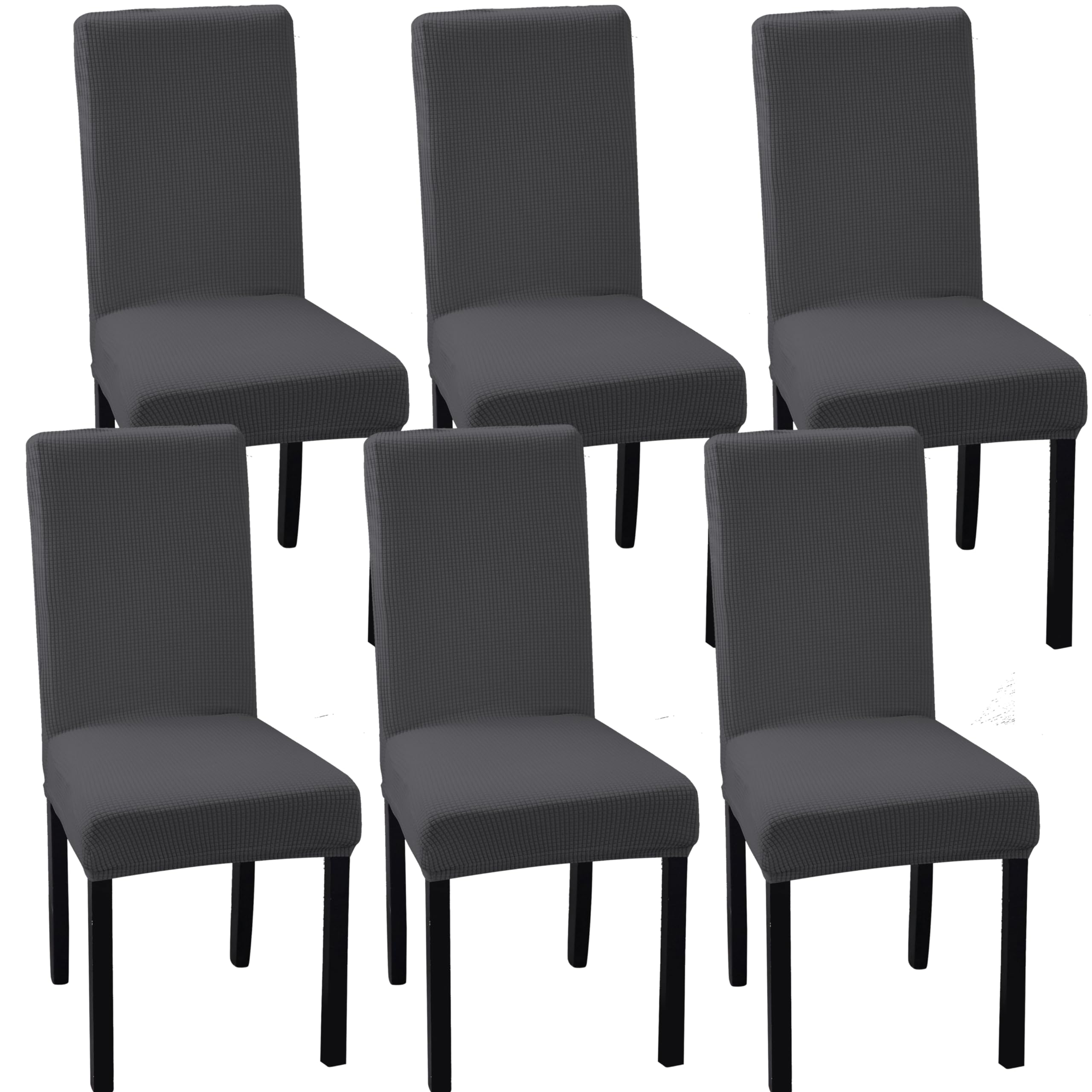 Ocves Chair Covers for Dining Room Set of 4 or 6, Stretch Dining Chair Slipcover Covers, Removable Washable Chair Covers, Chair Protector for Banquet, Kitchen, Party and home (Grey, Pack of 6)