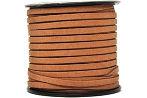 Mandala Crafts 50 Yards 5mm Brown Faux Suede Cord - Flat Vegan Leather Cord for Jewelry Making Beading - Leather String Cord Leather Lace for Necklace Bracelet