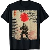 Funny Samurai Bigfoot Japanese Art Graphic Tee Anime Gifts T-Shirt