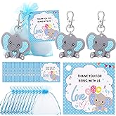 HozHoy 40 Sets Baby Shower Favors for Boys, Guests Gifts Including Elephant Keychains Decorations, Drawstring Bags, Thank You Cards