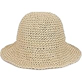 Womens Wide Brim Straw Sun Hat Foldable Floppy Crochet Beach Hat for Summer