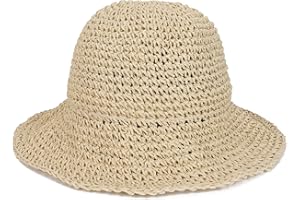 VOILIPEX Womens Wide Brim Straw Sun Hat Foldable Floppy Crochet Beach Hat for Summer