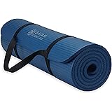 Gaiam Essentials Thick Yoga Mat Fitness & Exercise Mat with Easy-Cinch Yoga Mat Carrier Strap, 72"L x 24"W x 2/5 Inch Thick