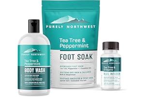 3 in 1 Professional Foot Spa Kit-with Tea Tree Foot & Body Soak-Tea Tree Body Wash & Nail Blend-Soothes Dry, Burning & Itchy Skin-Refreshes Unwanted Foot Odor-Restores Unhealthy Nails-Purely Northwest