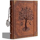 Vintage Photo Album 4x6 Leather Scrapbook Album with Writing Space 120 Photos & 30 Sheets DIY Paper Memory Albums Book for Anniversary Travel Vacation Family Tree, Brown