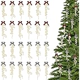 Syhood 24 Pcs Names of Jesus Christ Ornaments Wooden Christ Christmas Decorations Hanging Rustic Jesus Ornaments with Bows for Christmas Tree Church Vintage Religious Home Decor (Red and Black)