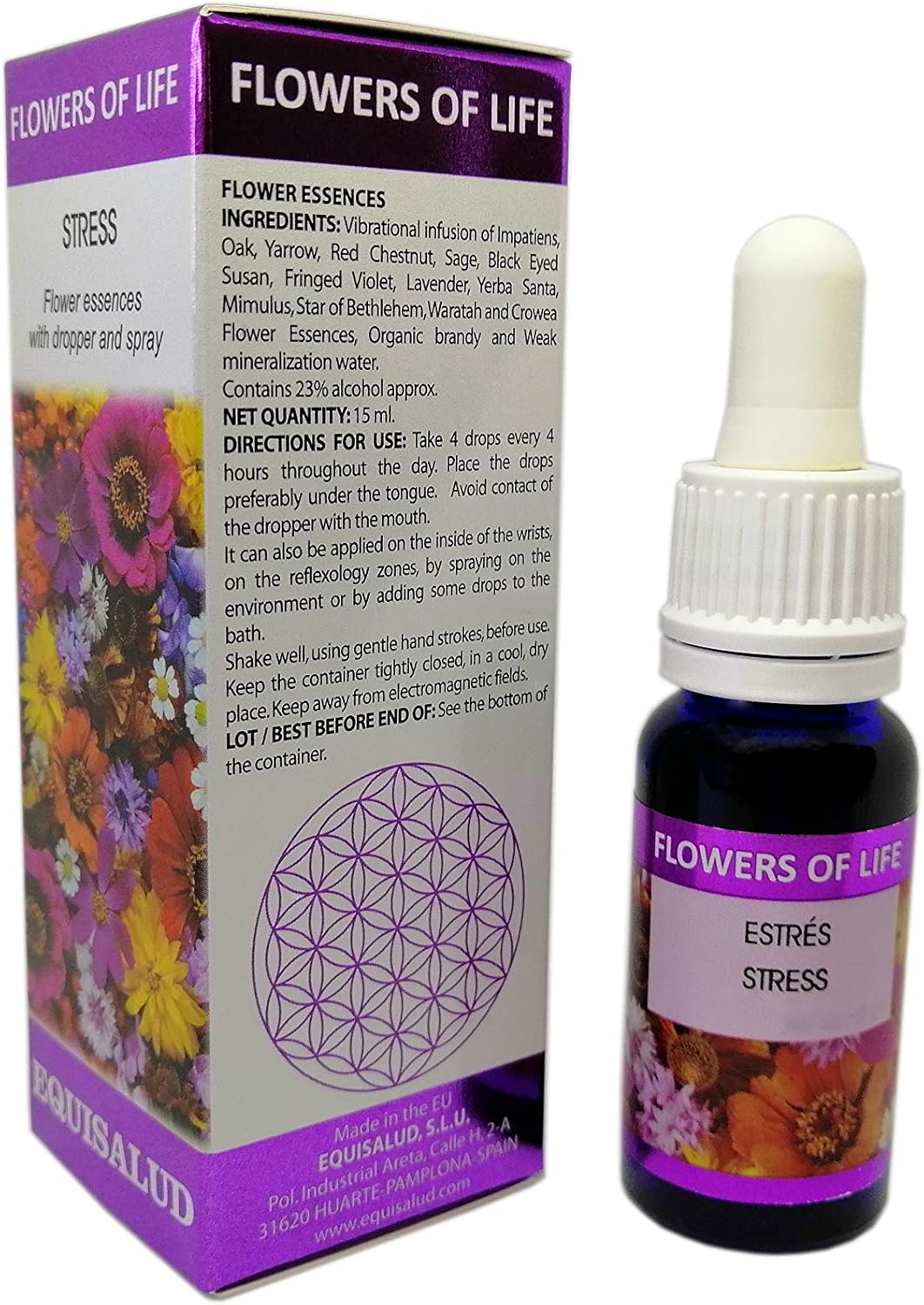 Flowers of Life - Stress - Certified Organic Natural Flower Remedy 15ml Dropper and Spray, 15 ml (Pack of 1) - Image 3