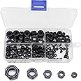 binifiMux 130Pcs Black Nylon Inserted Hex Self Locking Nuts Assortment Kit,M3/ M4/ M5/ M6/ M8 Black Self Clinching Nuts Assortment Kit