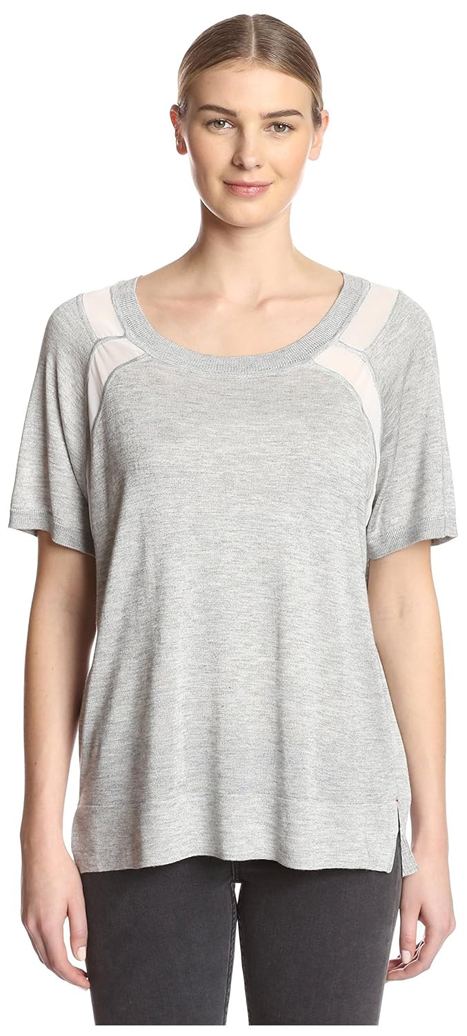 label + thread women's sheer trim top