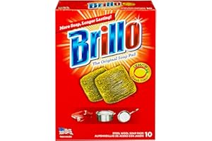 Brillo Steel Wool Soap Pads, Long Lasting, Lemon Scent Cleaning (Lemon, 10 Count (Pack of 1))