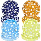 PTECDROTS 40Pcs Blue Orange Yellow Gray Dog Paw Print Plates - Dog Paw Print Birthday Decorations, 9" Dinner Plates for Baby Shower Girls and Boys Blue Puppy Theme Party Supplies