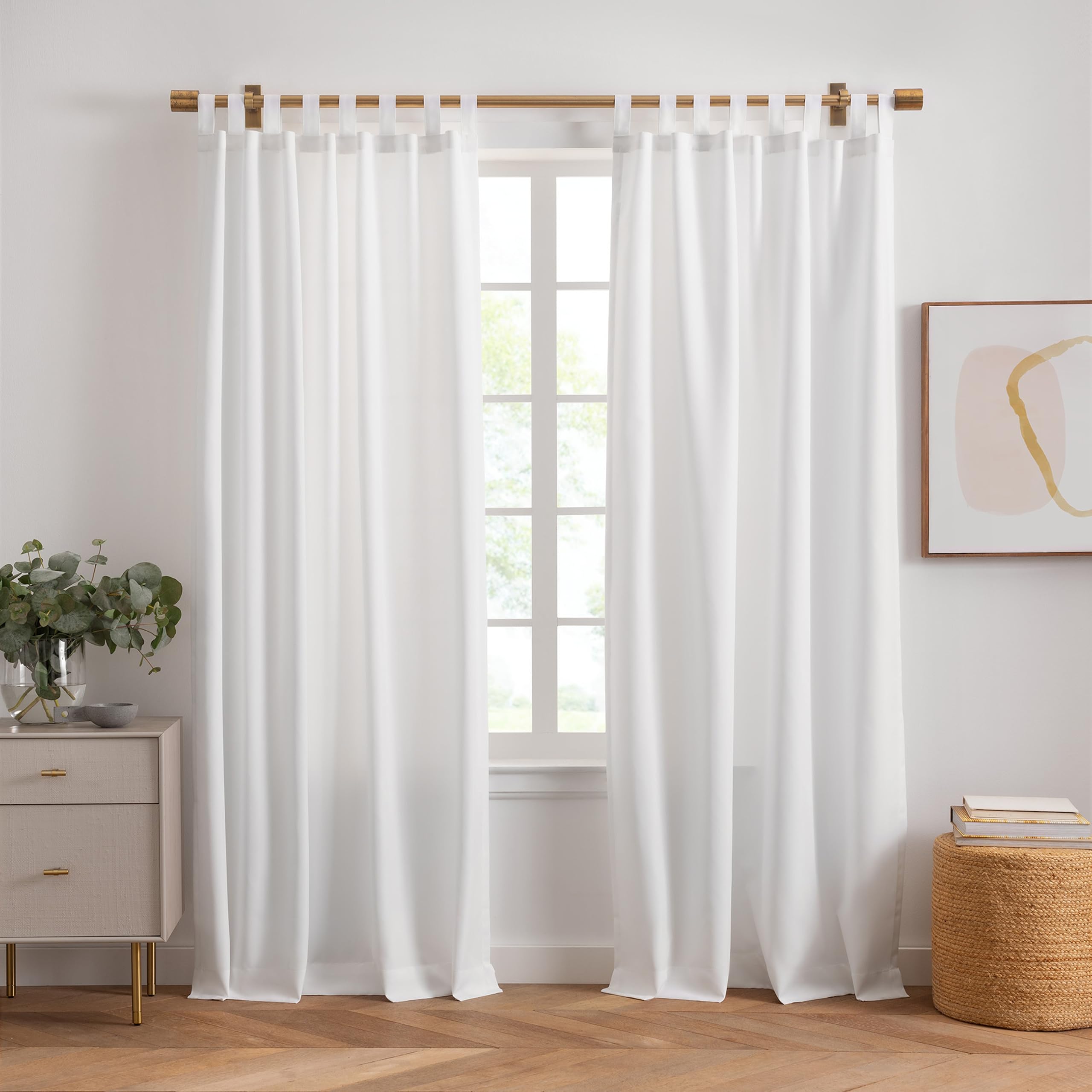Elrene Home Fashions Matine Weatherproof Tab-Top Indoor/Outdoor Solid Color Curtain Panel for Porch, Pergola, Patio, Deck, 52”W x 108”L, White