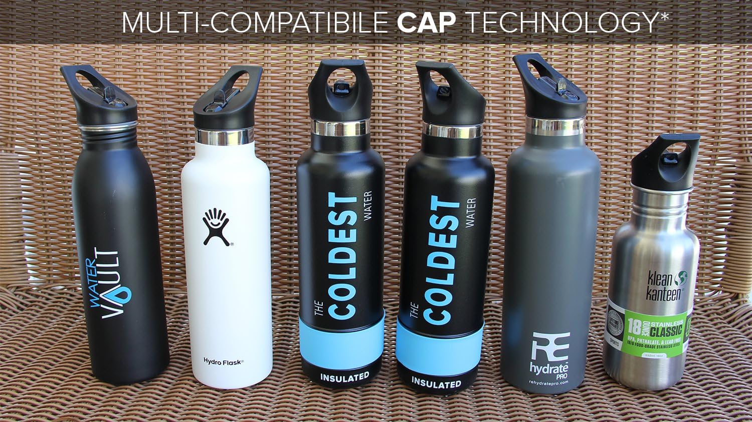 The Coldest Water Standard Size Mouth Hydro Sports Straw Cap Flip Top Lid - Multi-Compatible with Standard Flask Mouth Size Stainless Steel Water Bottles : Sports & Outdoors