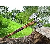 Dark WARRIOR Handmade Double Head Berserker Axe, Large Norse Double Blade, Hand Forged Steel, Forest Hewing Broad Hunting Dane