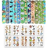 Fybnqlira 105PCS Jungle Party Favors Set, 24 Slap Bracelets & 81 Temporary Tattoos, Safari Animal Party Supplies Bundle for Birthday Party Decorations, Goodie Bag Fillers and Party Gifts