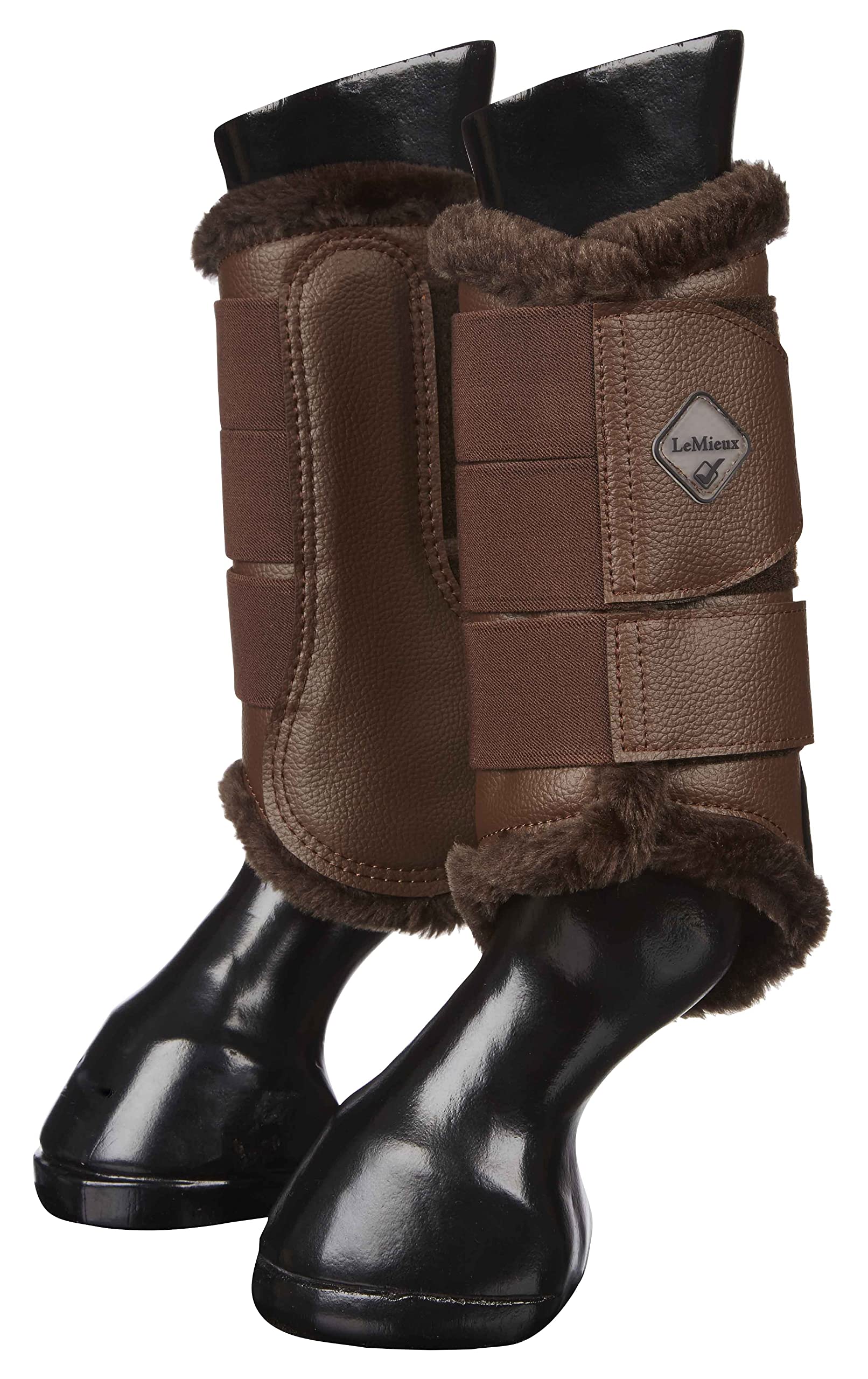 LeMieux Fleece Lined Brushing Horse Boots - Protective Gear and Training Equipment - Equine Boots, Wraps & Accessories (Brown/X-Large)