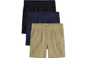 OHD 3 Pack Toddler Boys Uniform Shorts, Cargo Summer Classic Fit Elastic Waist Uniform Shorts with Pockets