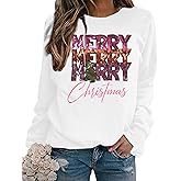 EGELEXY Christmas Sweatshirt Merry Christmas Shirts : Women Christmas Sequin Outfits Christmas Long Sleeve Pullover Tops