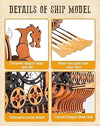 ROBOTIME LK802 Viking Dragon Ship Mechanical Wooden