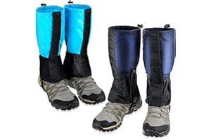 CIVANER 2 Pairs Waterproof Kids Leg Gaiters Adjustable Snow Boot Gaiters Protective Hiking Gaiters Sky Blue Navy Blue Leg Boot Gaiters for Girl Boy Outdoor Hiking Climbing Snowshoeing Children 5-12 Years Old