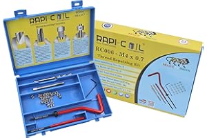 RAPI-COIL M4 x 0.7 Thread Repair Helicoil Kit, HSS M2 Tap & Drill, SS 304 Wire Inserts - Made in India