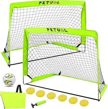 Amazon Com Oceanblues Portable Soccer Goal Set Folding Fluorescent Football Goals With Carry Case Set Of 2 3 6 X 2 8 Kids Adults Backyard Training Goals Sports Outdoors