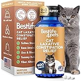Cat Laxative Constipation Relief for Cats, Natural Stool Softener Support, Odorless Pills for Cat Constipation Relief, Promotes Regular Bowel Movement & Digestive Comfort, Easy Dosing (400 Pills)