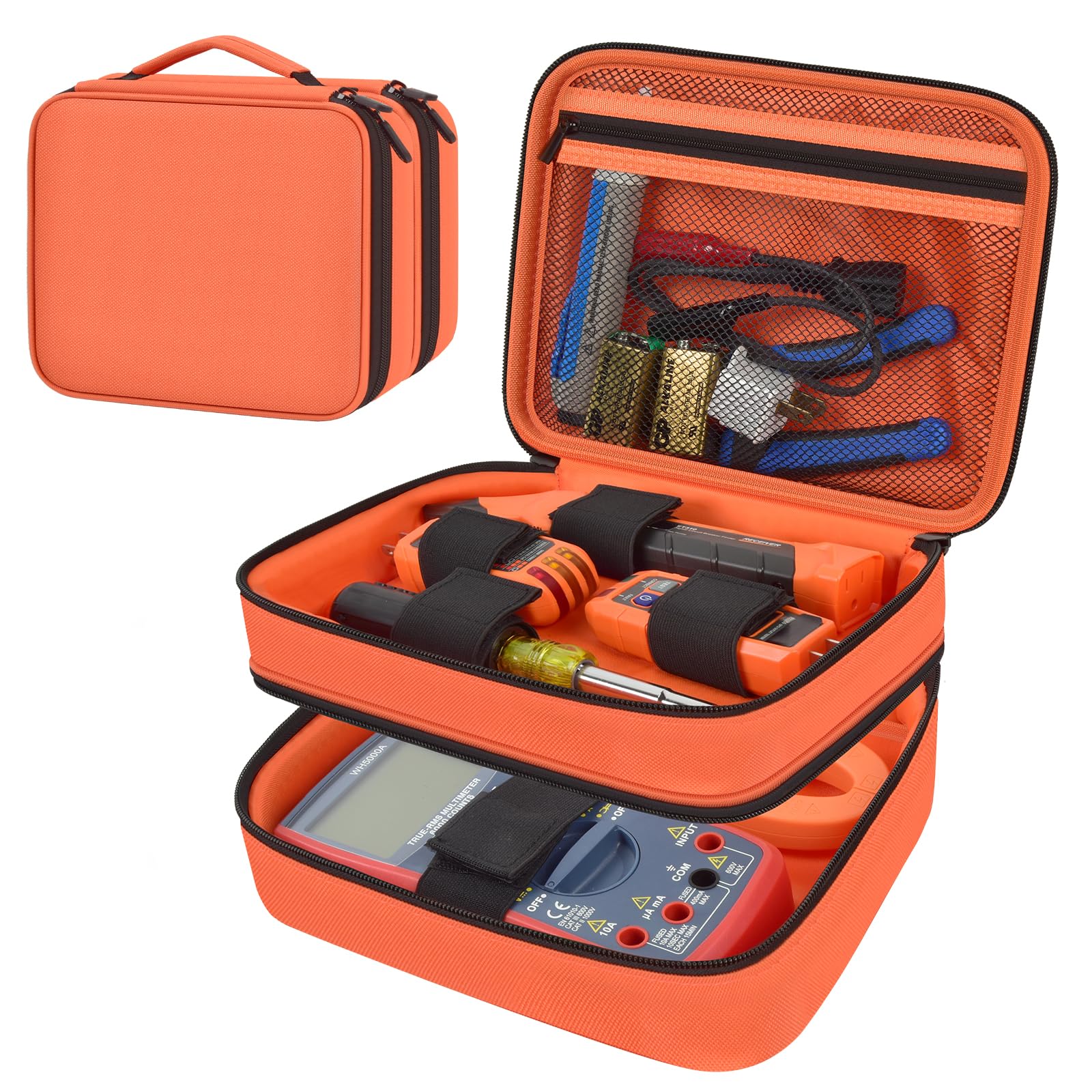 Photo 1 of Travel Case Bag Compatible with Klein Tools ET310 AC Circuit Breaker, RT250 GFCI Outlet Tester Set, Home Test Kit Storage Cover for Digital Multimeter, Clamp Meter and More (Orange)