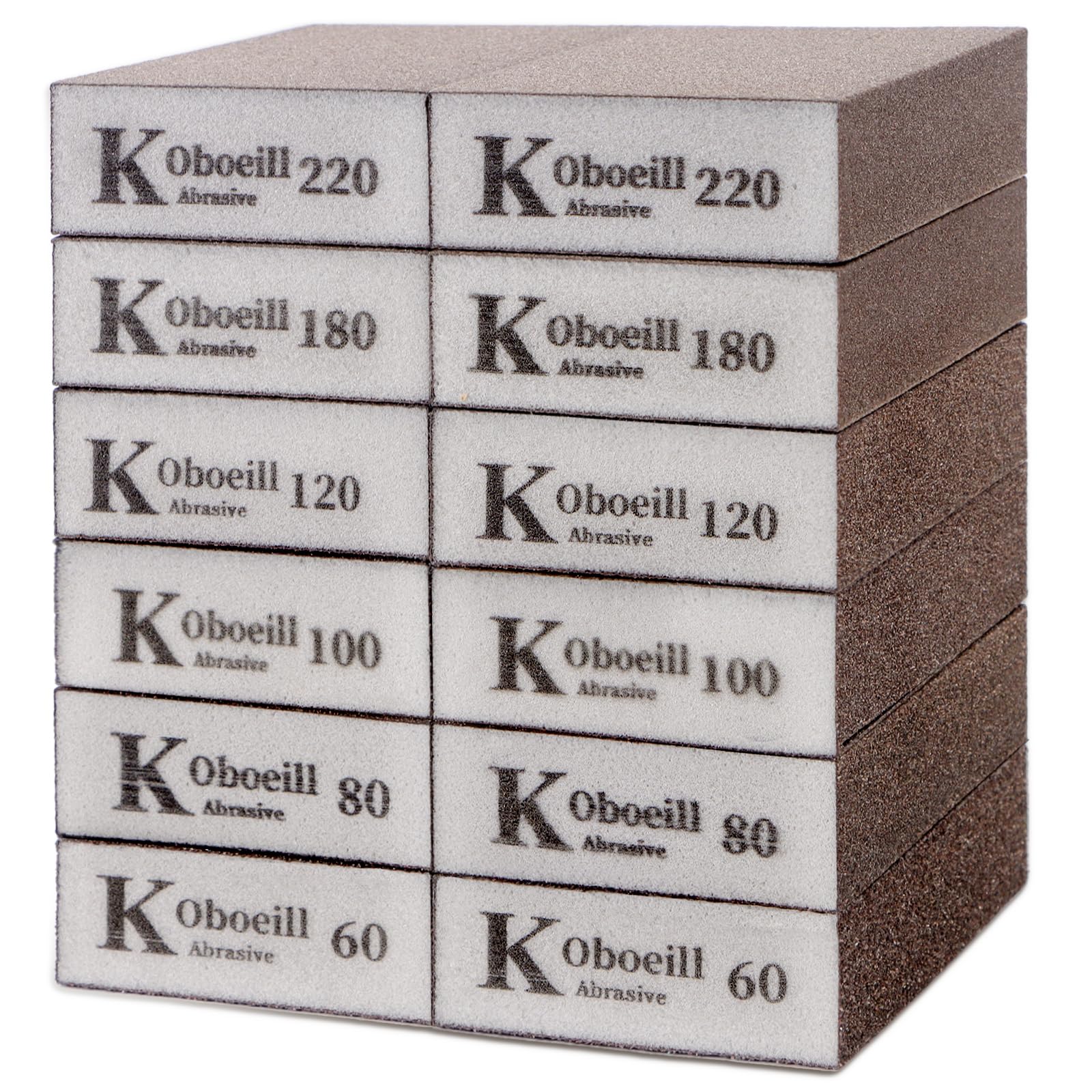 Zefphxs 12-Piece Sanding Block Set with 6 Grits (60/80/100/120/180/220) for Wood and Walls - Washable and Reusable Sponge