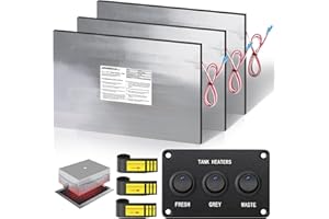 JIANBENKJ RV Tank Heater Pad 12V/13.5V,12"x18" 3PCS RV Holding Tank Heater Pad with Automatic Thermostat&Switch for Camper/Trailer/Marine/Motorhome,Use with Up to 50 Gallon Fresh Grey Black Water