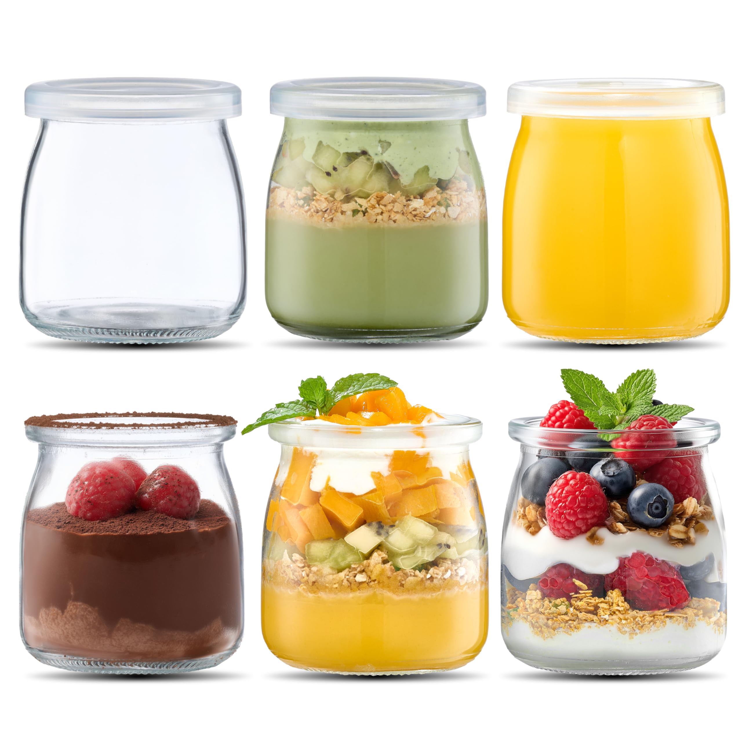 Danmu Art 200ml Yogurt Pudding Glass Jars with Plastic Lids Mini Cup Small Glass Bottles (9)