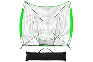 7 x 7 Baseball Softball Practice Net, Heavy Duty Large Hitting Batting Catching Pitching Training Net Metal Bow Frame, Baseba