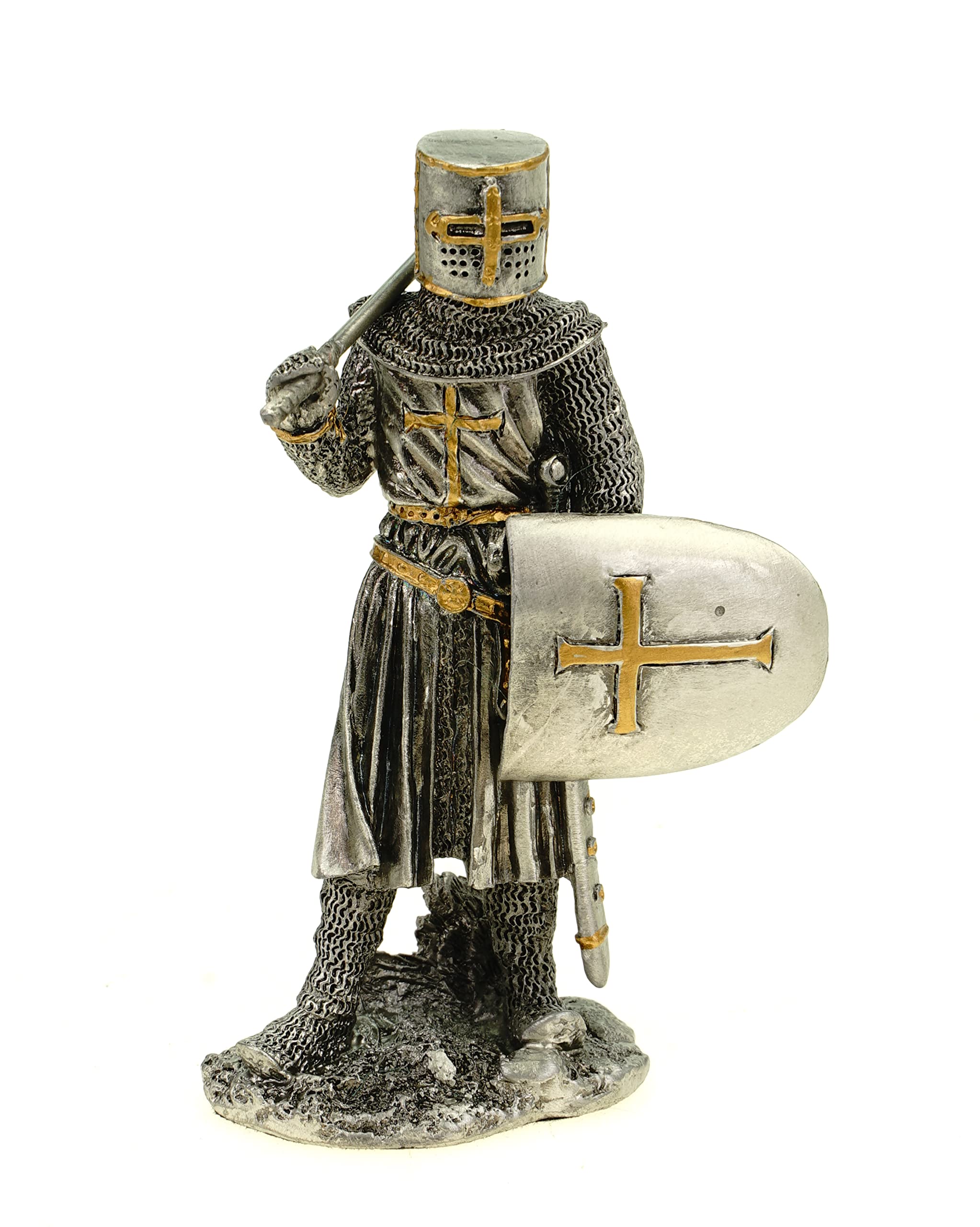 Pewter Crusader with Pipe / Axe / Shield (Pewter)