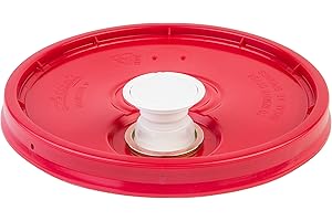Hudson Exchange Lid with Spout and Gasket for 3.5, 5, 6, and 7 gal Buckets, HDPE, Red