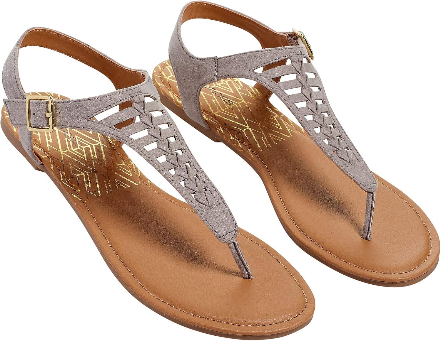 Amazon.com | maurices Women's Aila Woven Braided Sandals 5 Gray | Shoes