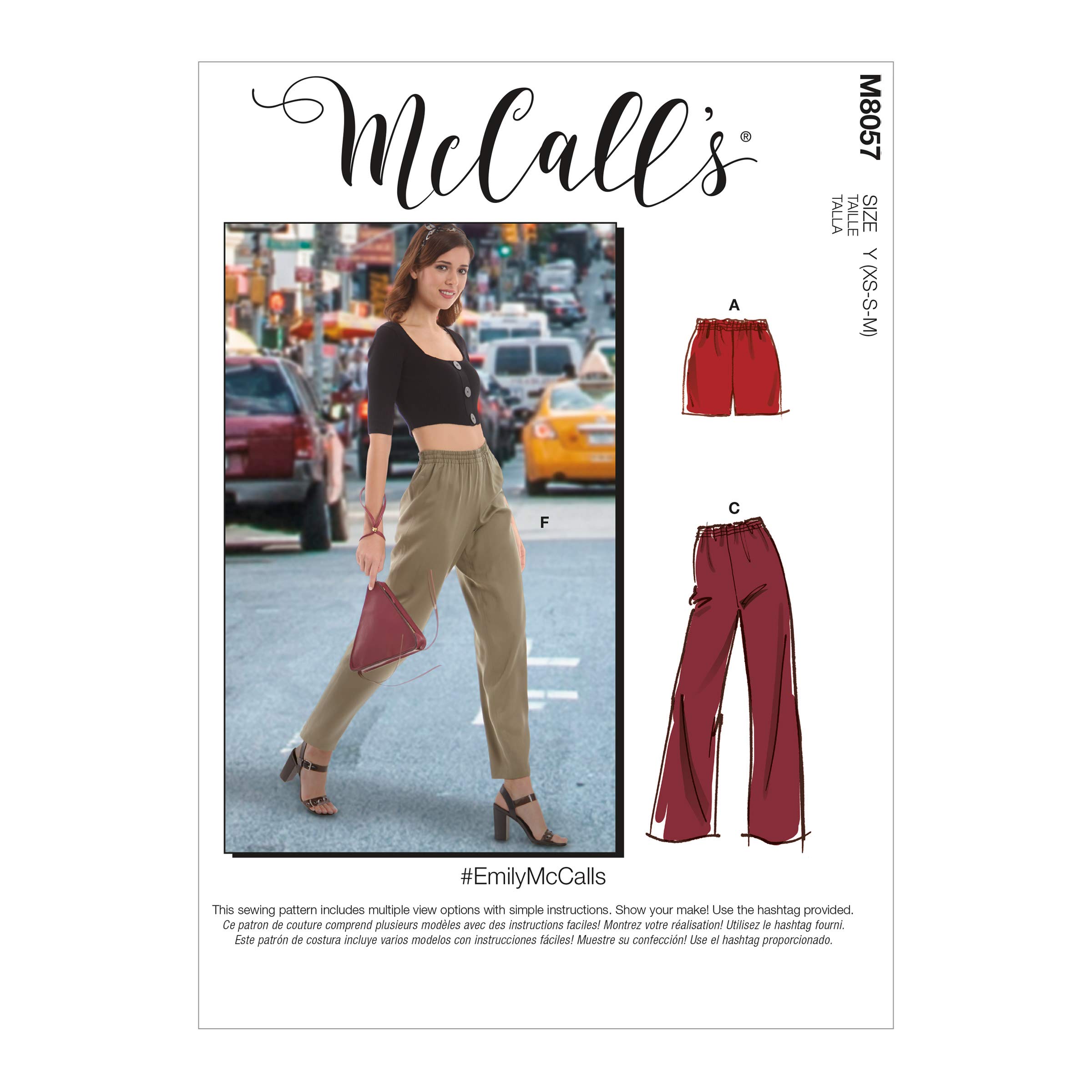 McCalls Pattern M8057Y Misses' Elastic-Waist Shorts and Pants Y (XSM-SML-MED), Various
